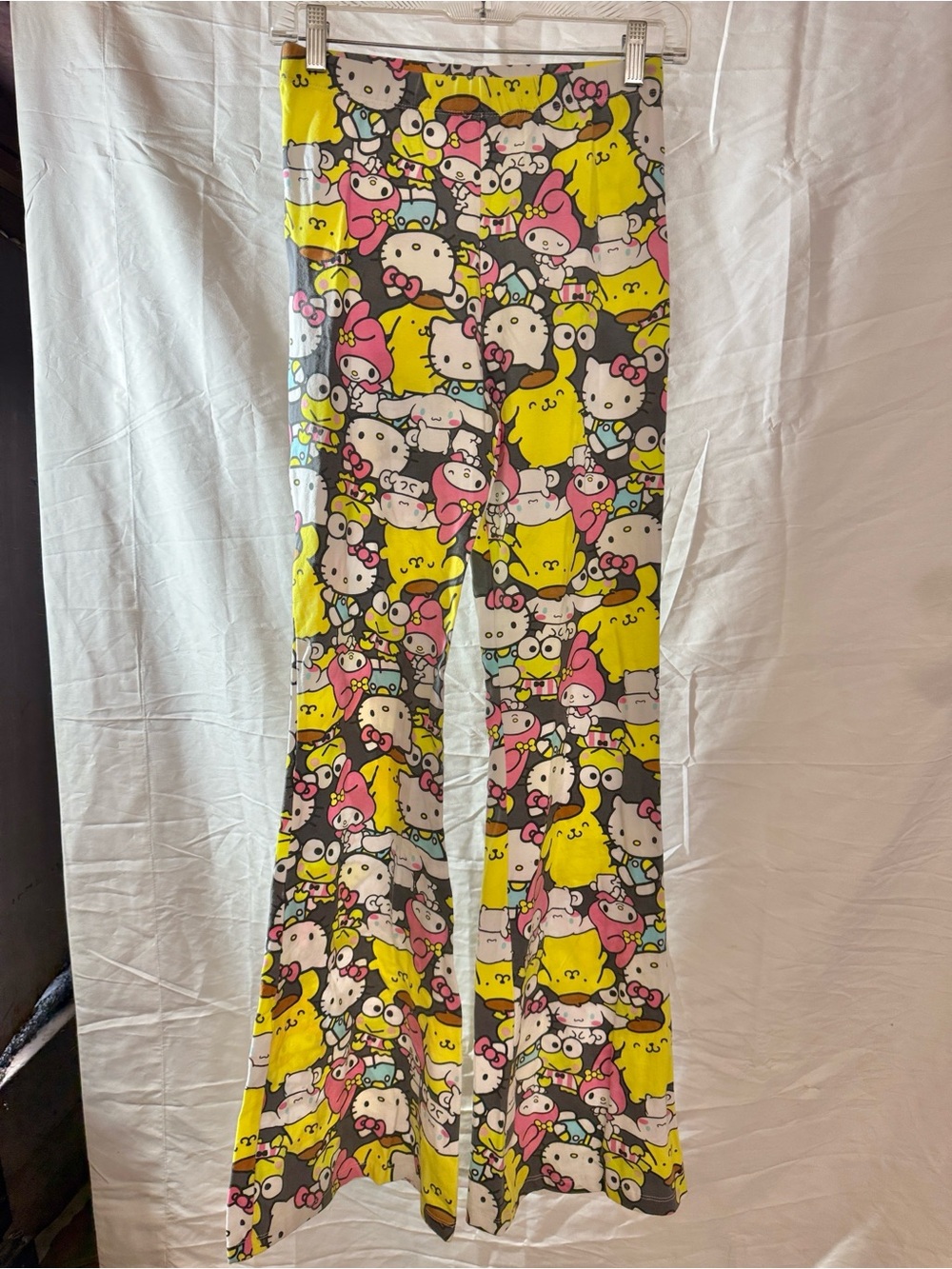 Sanrio Yellow Pink Black Graphic Flare Pants